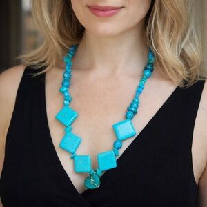 Chunky turquoise and imperial Jasper necklace